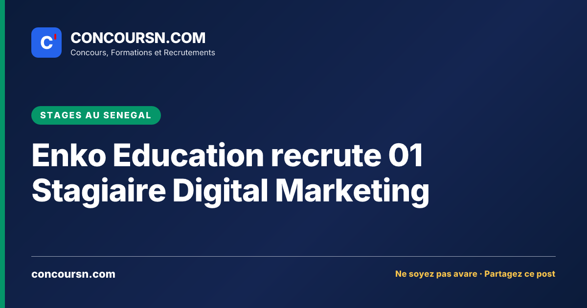 Illustration de l’article : Enko Education recrute 01 Stagiaire Digital Marketing