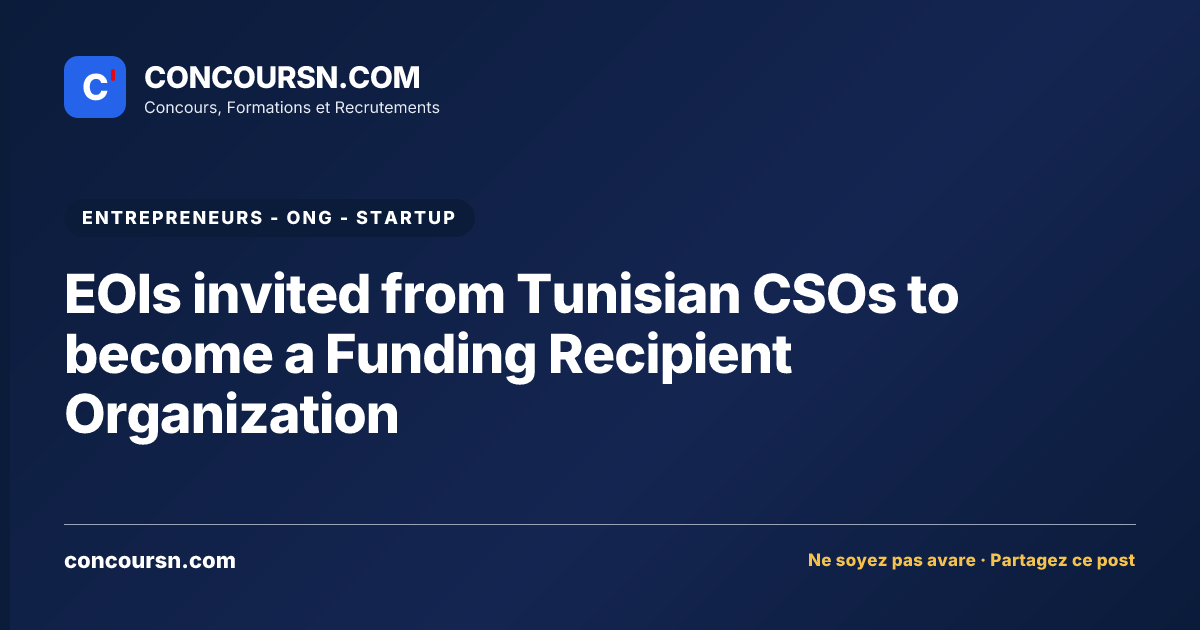 Illustration de l’article : EOIs invited from Tunisian CSOs to become a Funding Recipient Organization