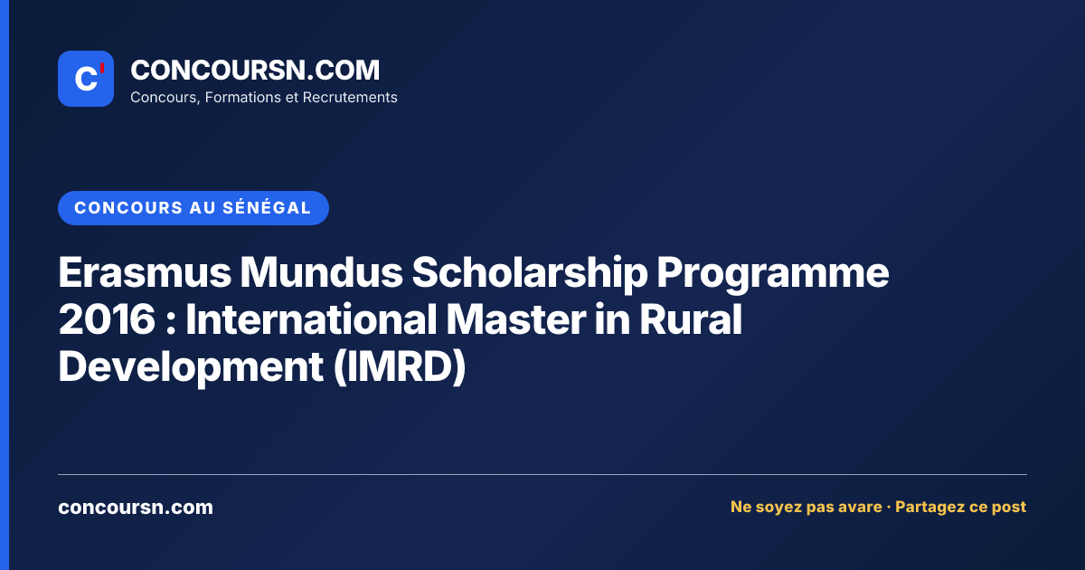 Illustration de l’article : Erasmus Mundus Scholarship Programme 2016 : International Master in Rural Development (IMRD)