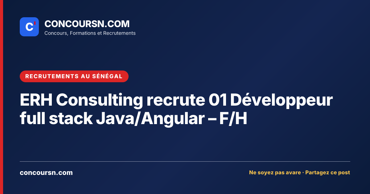 Illustration de l’article : ERH Consulting recrute 01 Développeur full stack Java/Angular – F/H