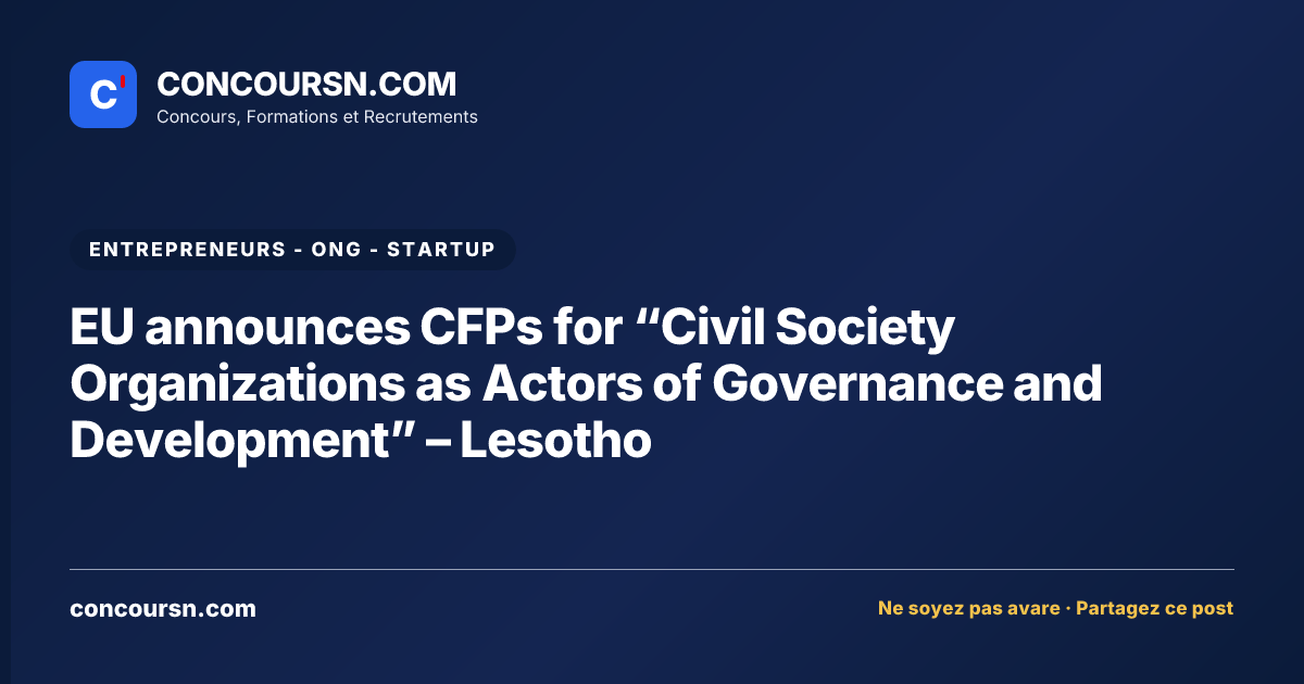 Illustration de l’article : EU announces CFPs for “Civil Society Organizations as Actors of Governance and Development” – Lesotho