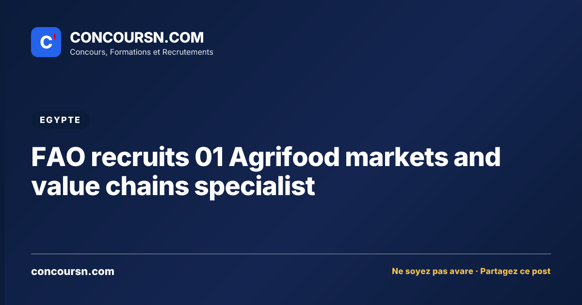 Illustration de l’article : FAO recruits 01 Agrifood markets and value chains specialist
