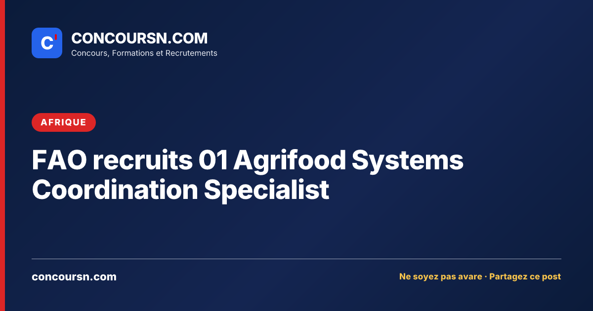 Illustration de l’article : FAO recruits 01 Agrifood Systems Coordination Specialist