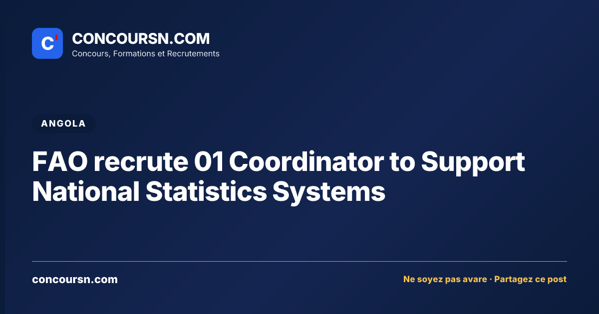 Illustration de l’article : FAO recrute 01 Coordinator to Support National Statistics Systems