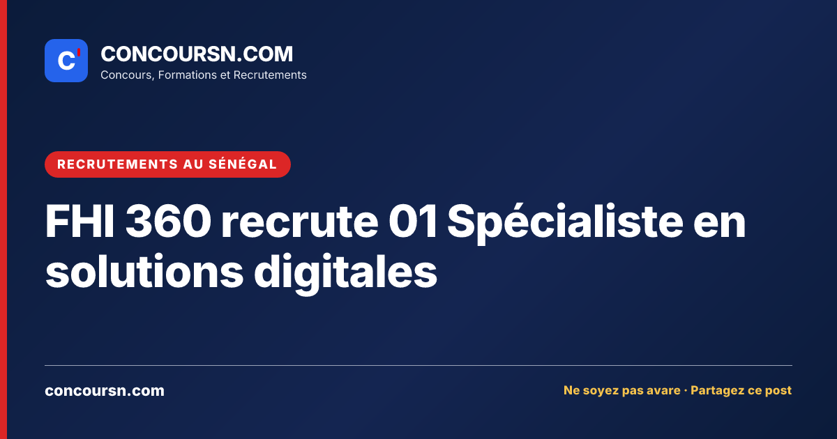 Illustration de l’article : FHI 360 recrute 01 Spécialiste en solutions digitales