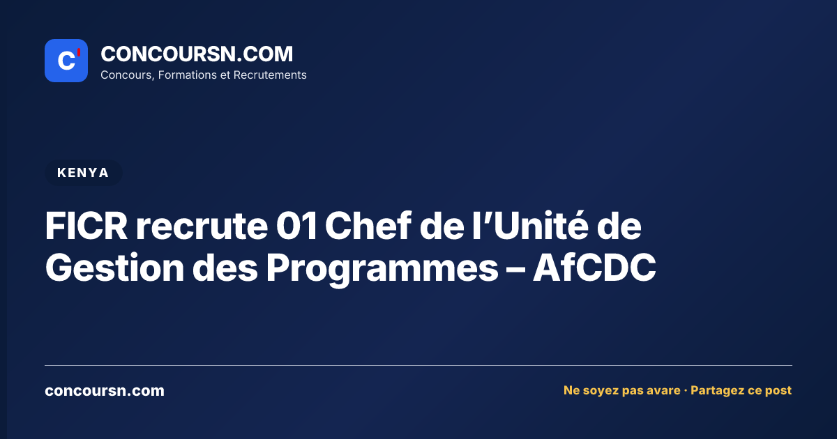 Illustration de l’article : FICR recrute 01 Chef de l’Unité de Gestion des Programmes – AfCDC
