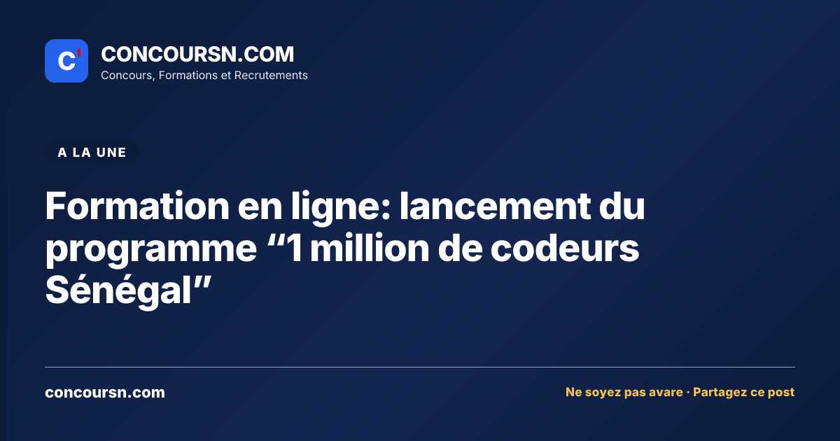 Illustration de l’article : Formation en ligne: lancement du programme “1 million de codeurs Sénégal”