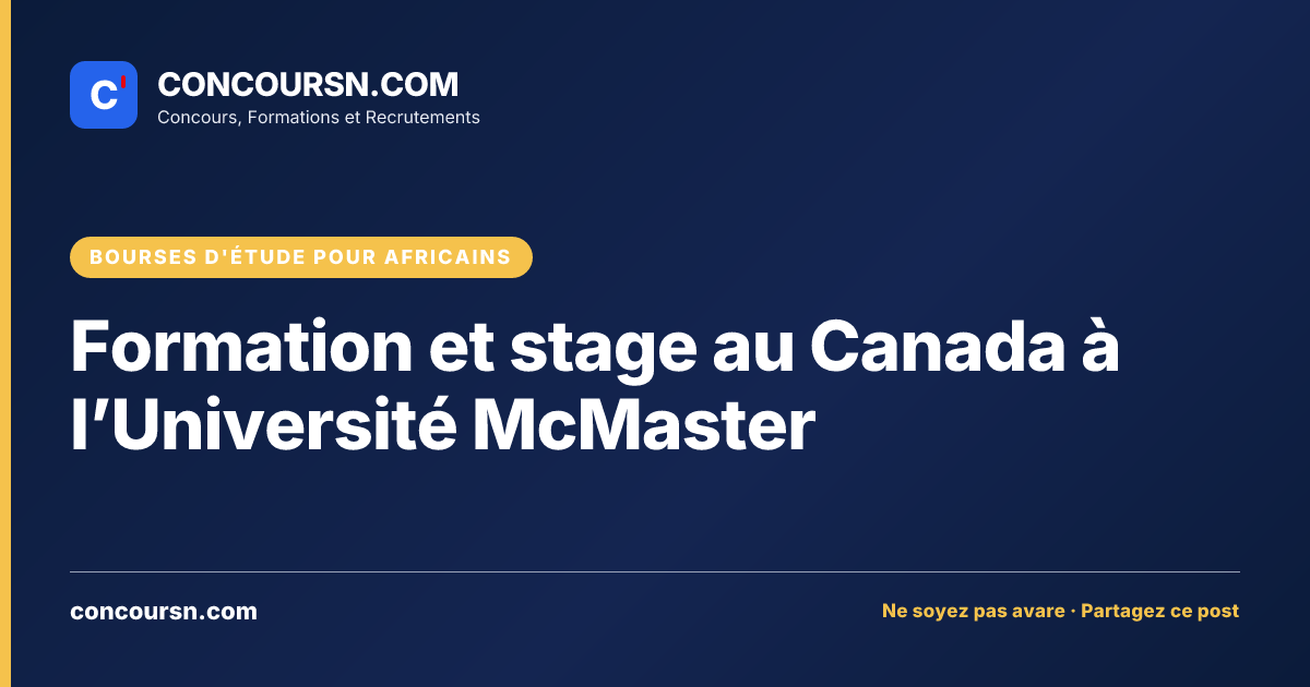 Formation et stage au Canada à l’Université McMaster