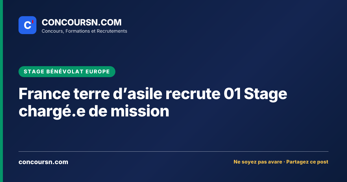 Illustration de l’article : France terre d’asile recrute 01 Stage chargé.e de mission