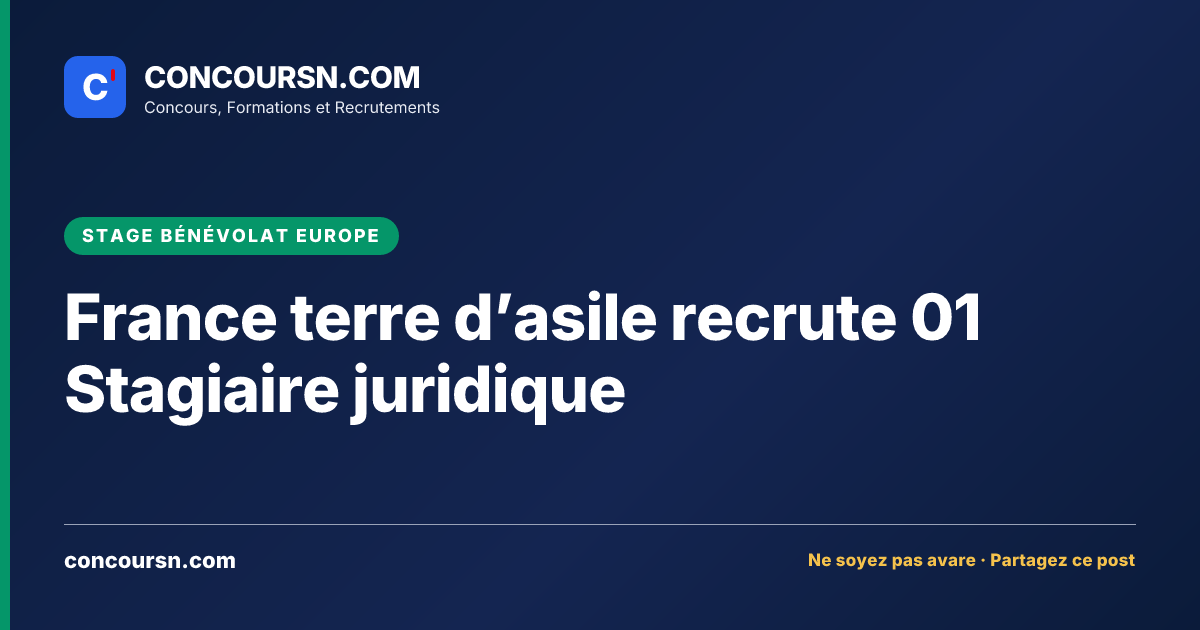 Illustration de l’article : France terre d’asile recrute 01 Stagiaire juridique