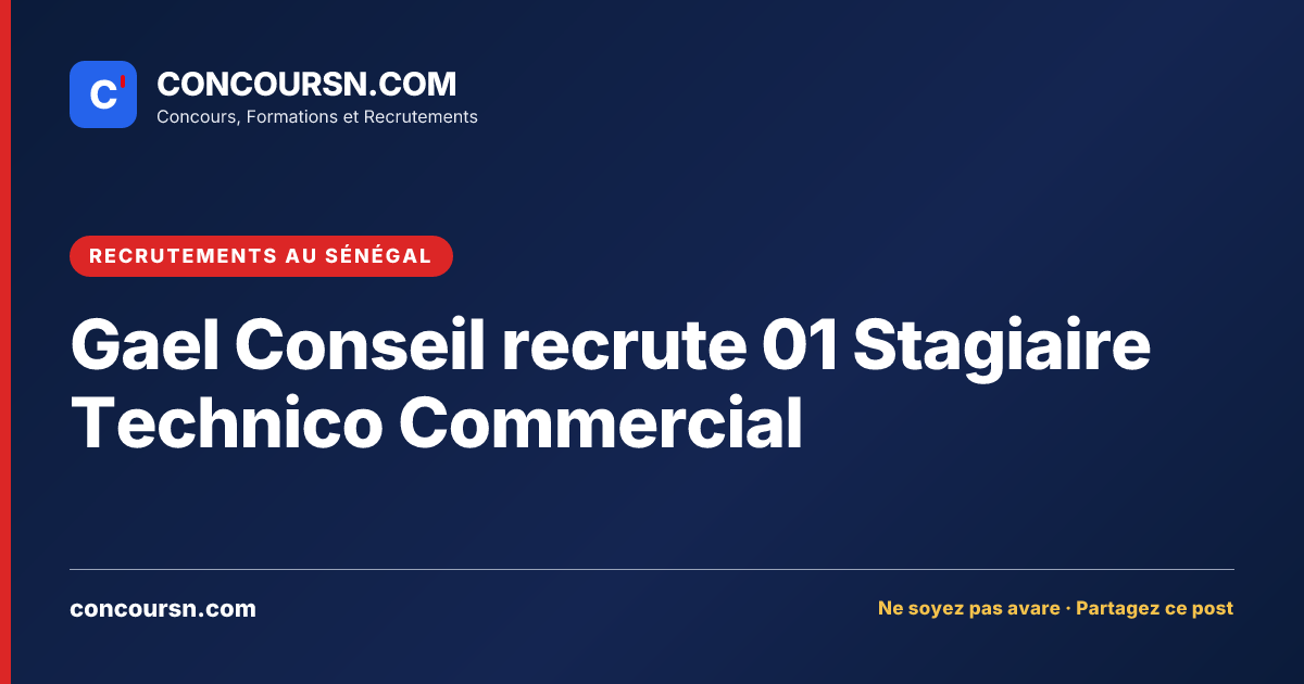 Illustration de l’article : Gael Conseil recrute 01 Stagiaire Technico Commercial