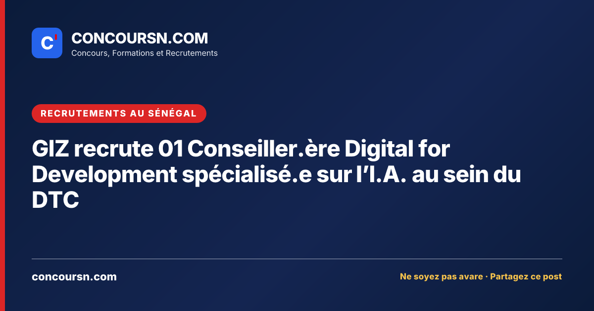 Illustration de l’article : GIZ recrute 01 Conseiller.ère Digital for Development spécialisé.e sur l’I.A. au sein du DTC