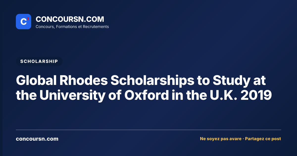 Illustration de l’article : Global Rhodes Scholarships to Study at the University of Oxford in the U.K. 2019