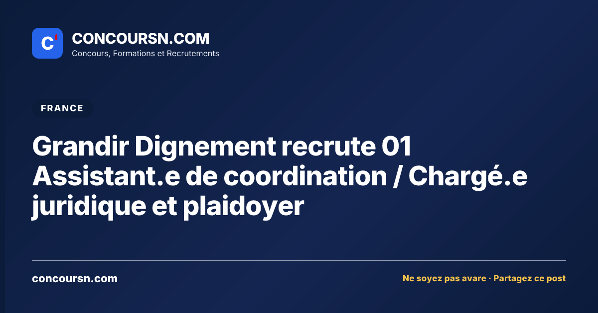 Illustration de l’article : Grandir Dignement recrute 01 Assistant.e de coordination / Chargé.e juridique et plaidoyer
