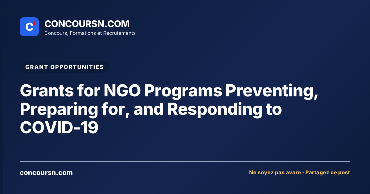 Illustration de l’article : Grants for NGO Programs Preventing, Preparing for, and Responding to COVID-19