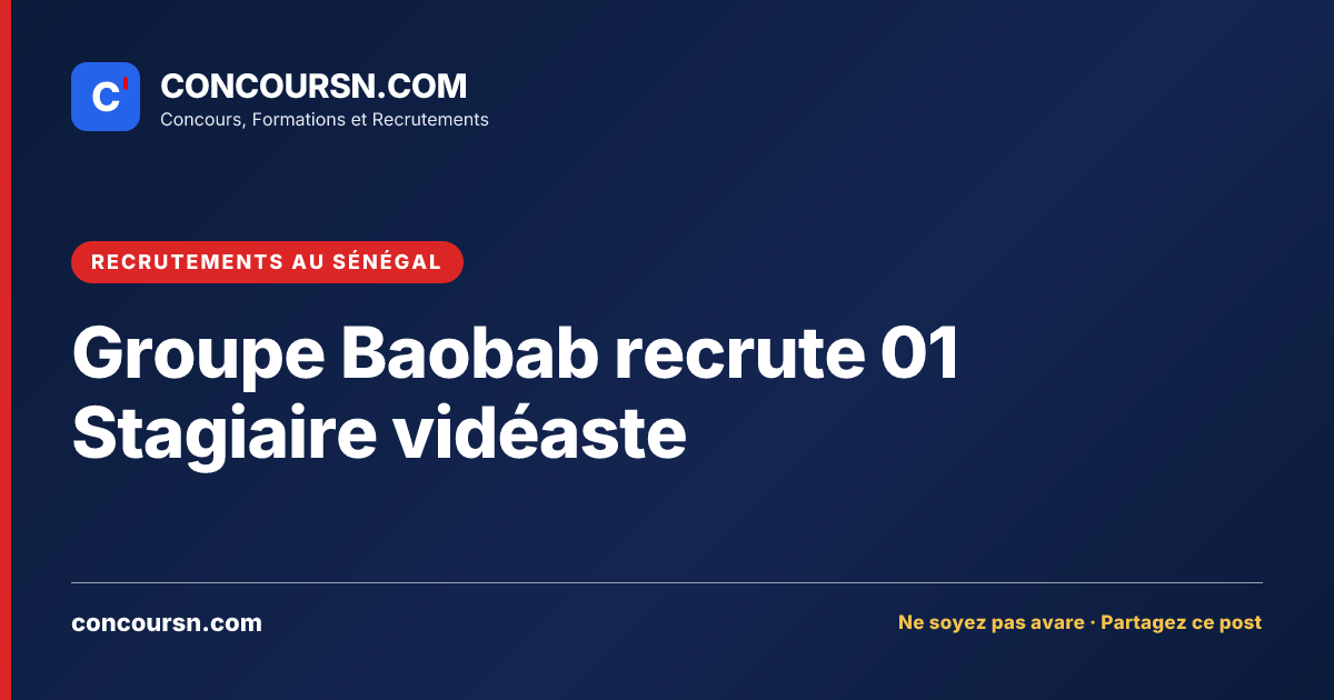 Illustration de l’article : Groupe Baobab recrute 01 Stagiaire vidéaste