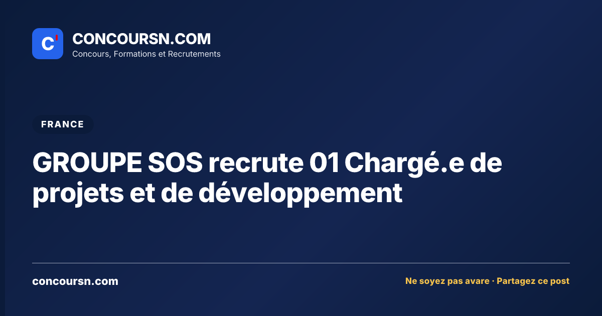 Illustration de l’article : GROUPE SOS recrute 01 Chargé.e de projets et de développement