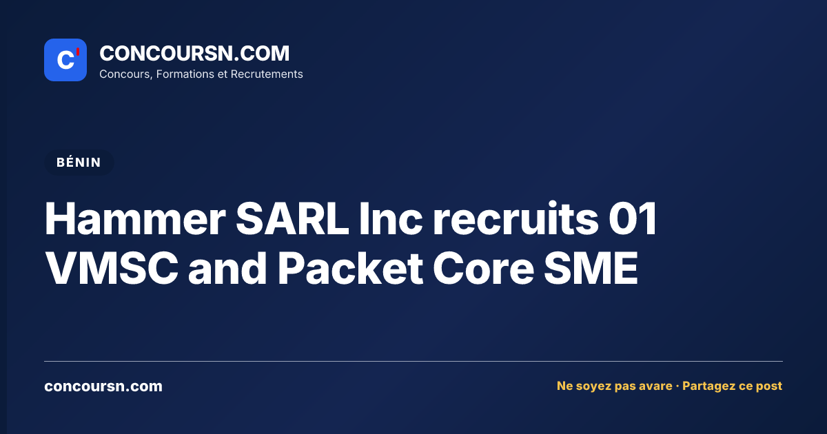 Illustration de l’article : Hammer SARL Inc recruits 01 VMSC and Packet Core SME