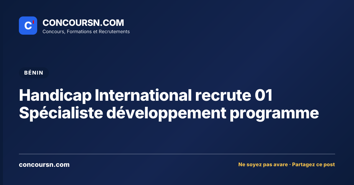 Illustration de l’article : Handicap International recrute 01 Spécialiste développement programme