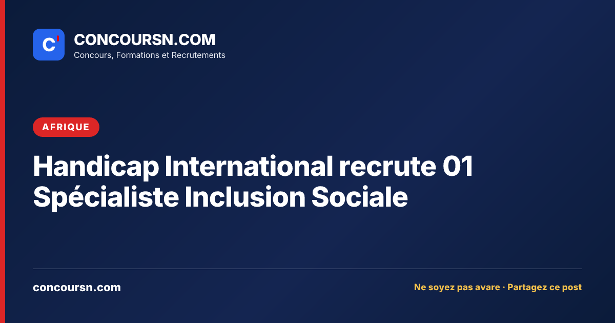 Illustration de l’article : Handicap International recrute 01 Spécialiste Inclusion Sociale