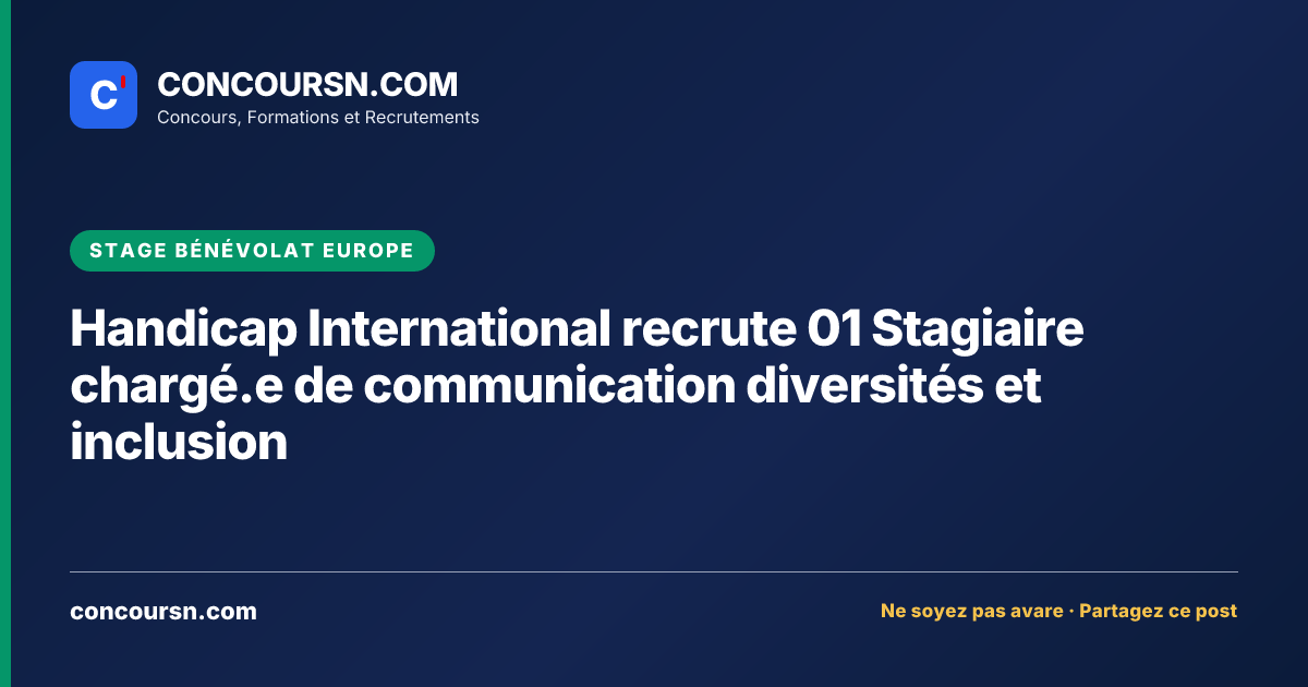 Illustration de l’article : Handicap International recrute 01 Stagiaire chargé.e de communication diversités et inclusion