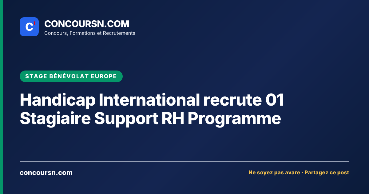 Illustration de l’article : Handicap International recrute 01 Stagiaire Support RH Programme