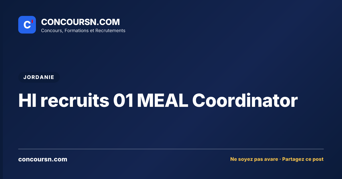 Illustration de l’article : HI recruits 01 MEAL Coordinator