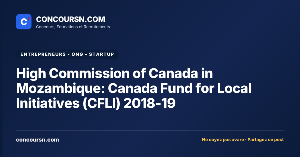Illustration de l’article : High Commission of Canada in Mozambique: Canada Fund for Local Initiatives (CFLI) 2018-19