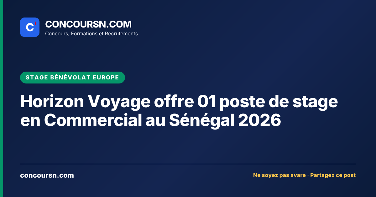 Illustration de l’article : Horizon Voyage offre 01 poste de stage en Commercial au Sénégal 2026