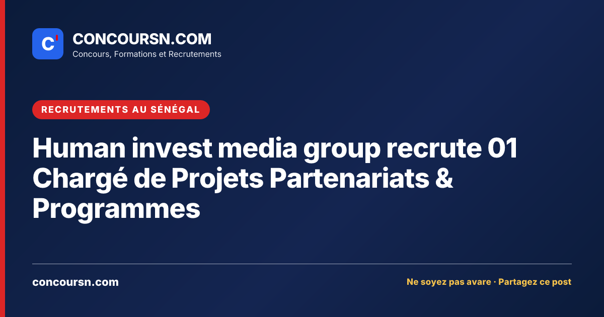 Illustration de l’article : Human invest media group recrute 01 Chargé de Projets Partenariats & Programmes
