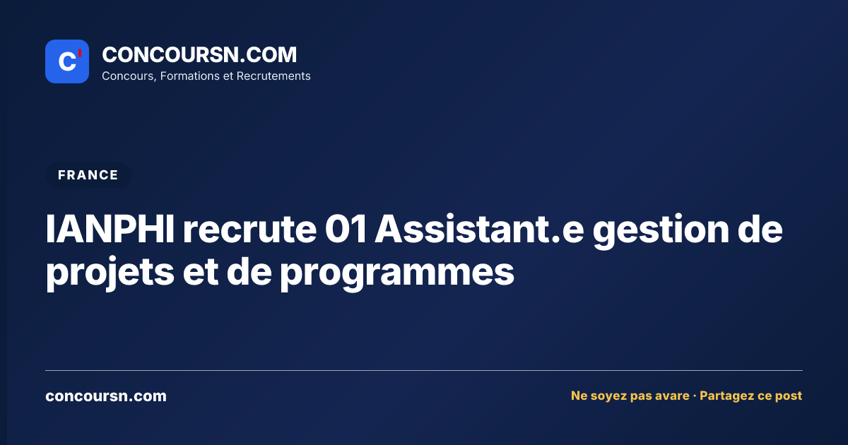 Illustration de l’article : IANPHI recrute 01 Assistant.e gestion de projets et de programmes