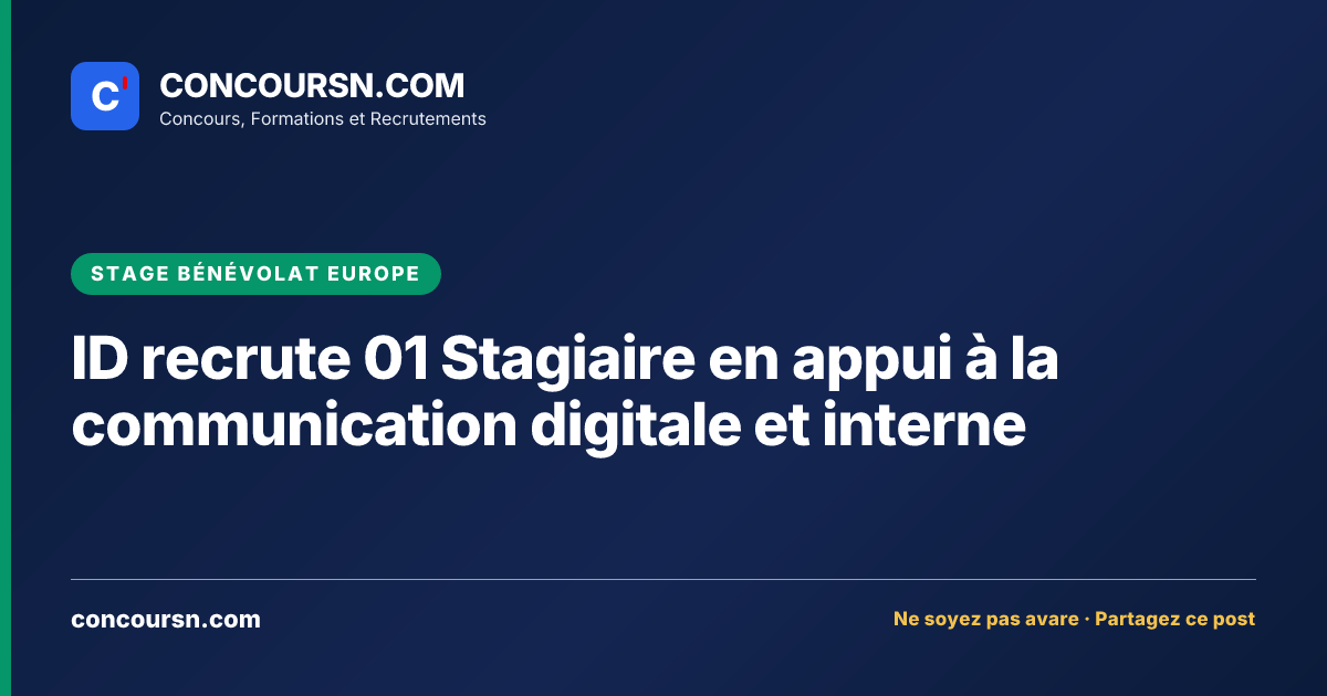 Illustration de l’article : ID recrute 01 Stagiaire en appui à la communication digitale et interne