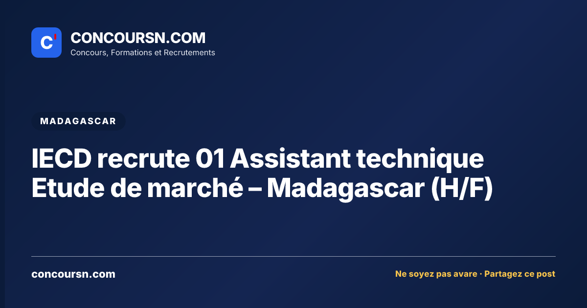 Illustration de l’article : IECD recrute 01 Assistant technique Etude de marché – Madagascar (H/F)