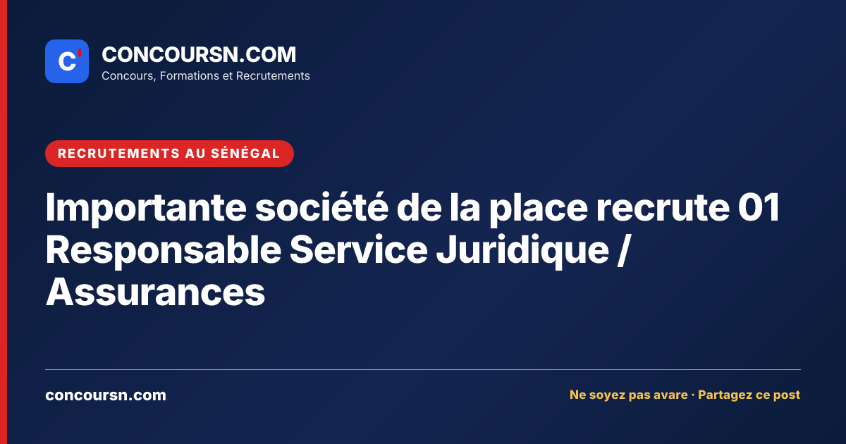 Illustration de l’article : Importante société de la place recrute 01 Responsable Service Juridique / Assurances