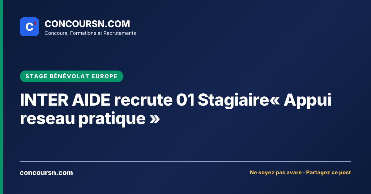 Illustration de l’article : INTER AIDE recrute 01 Stagiaire« Appui reseau pratique »