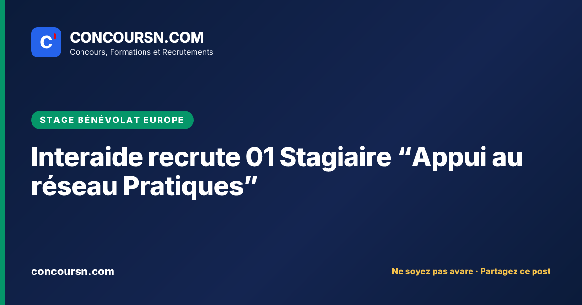 Illustration de l’article : Interaide recrute 01 Stagiaire “Appui au réseau Pratiques”