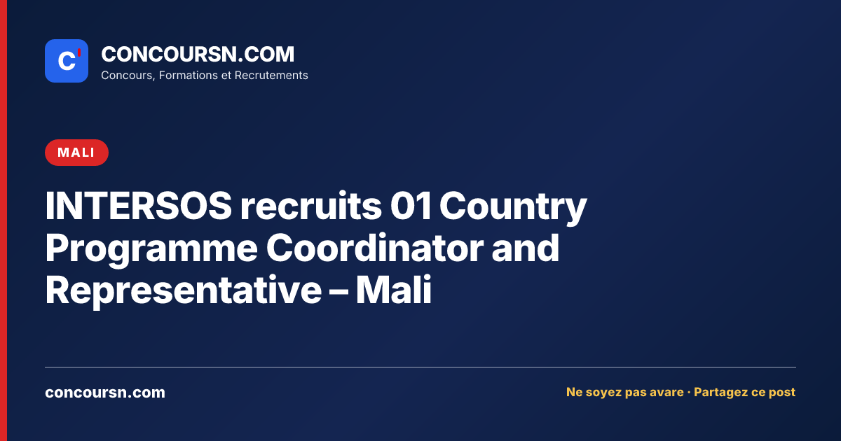 Illustration de l’article : INTERSOS recruits 01 Country Programme Coordinator and Representative – Mali