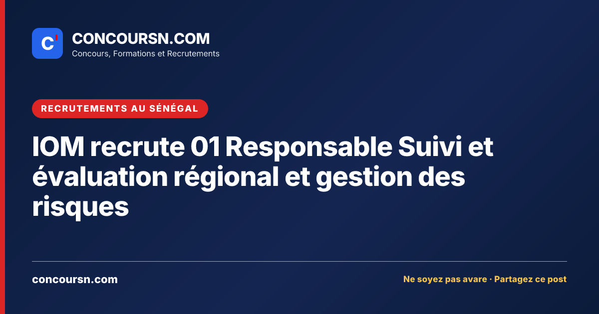 Illustration de l’article : IOM recrute 01 Responsable Suivi et évaluation régional et gestion des risques