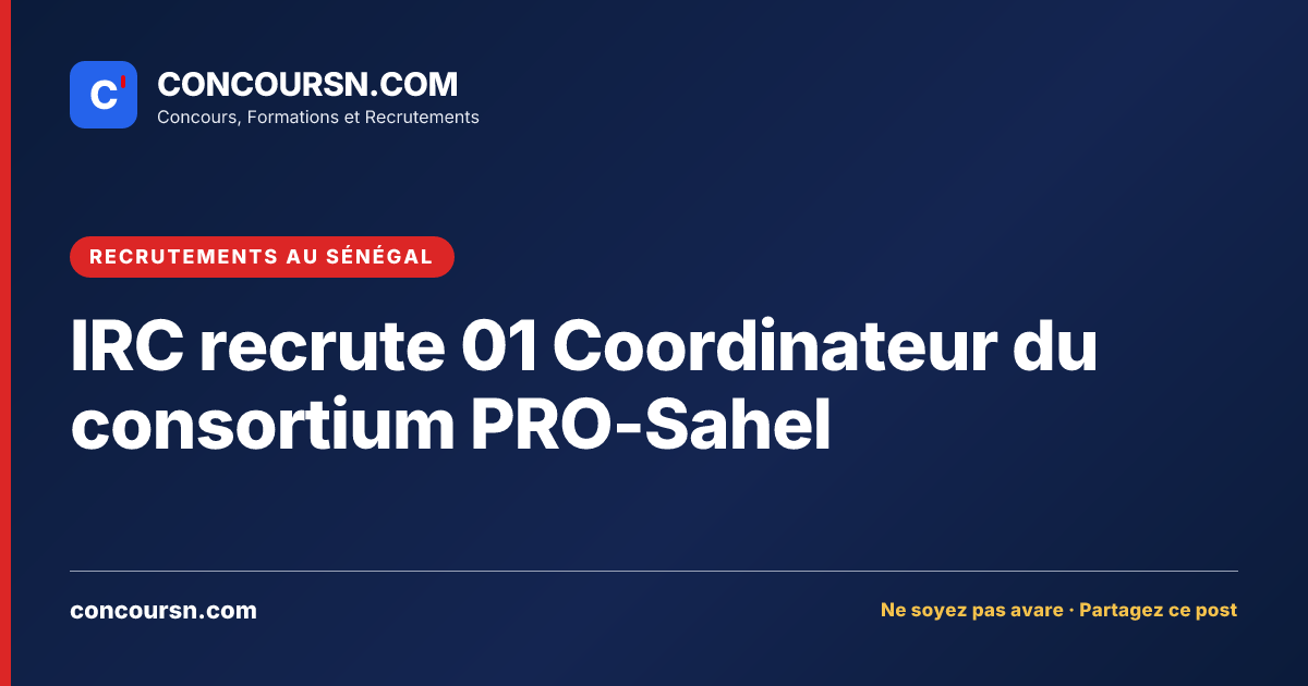 Illustration de l’article : IRC recrute 01 Coordinateur du consortium PRO-Sahel