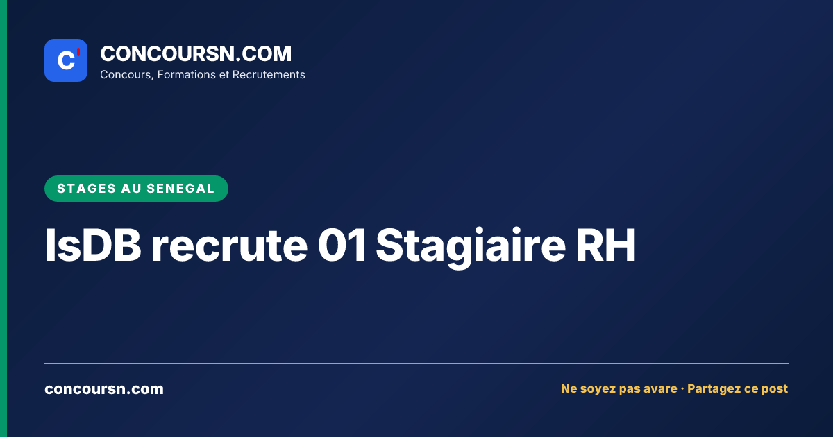 Illustration de l’article : IsDB recrute 01 Stagiaire RH