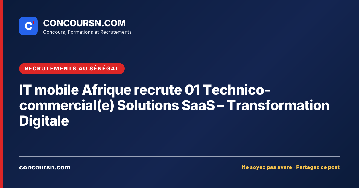 Illustration de l’article : IT mobile Afrique recrute 01 Technico-commercial(e) Solutions SaaS – Transformation Digitale