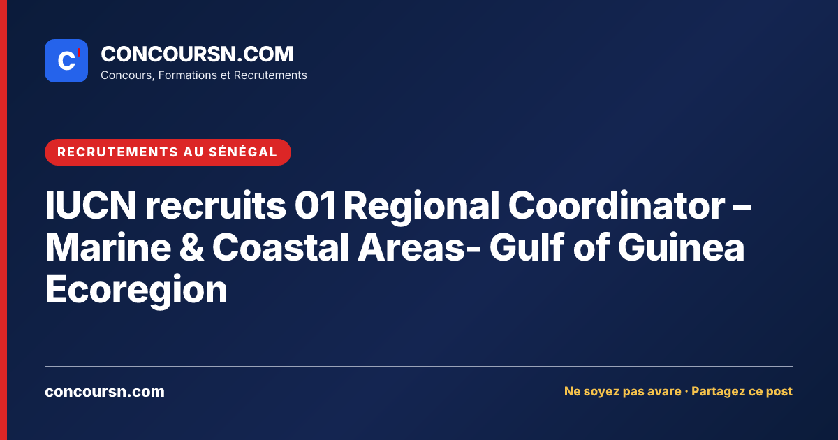 Illustration de l’article : IUCN recruits 01 Regional Coordinator – Marine & Coastal Areas- Gulf of Guinea Ecoregion