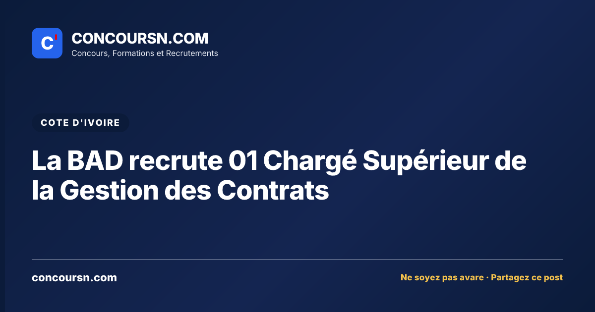 Illustration de l’article : La BAD recrute 01 Chargé Supérieur de la Gestion des Contrats