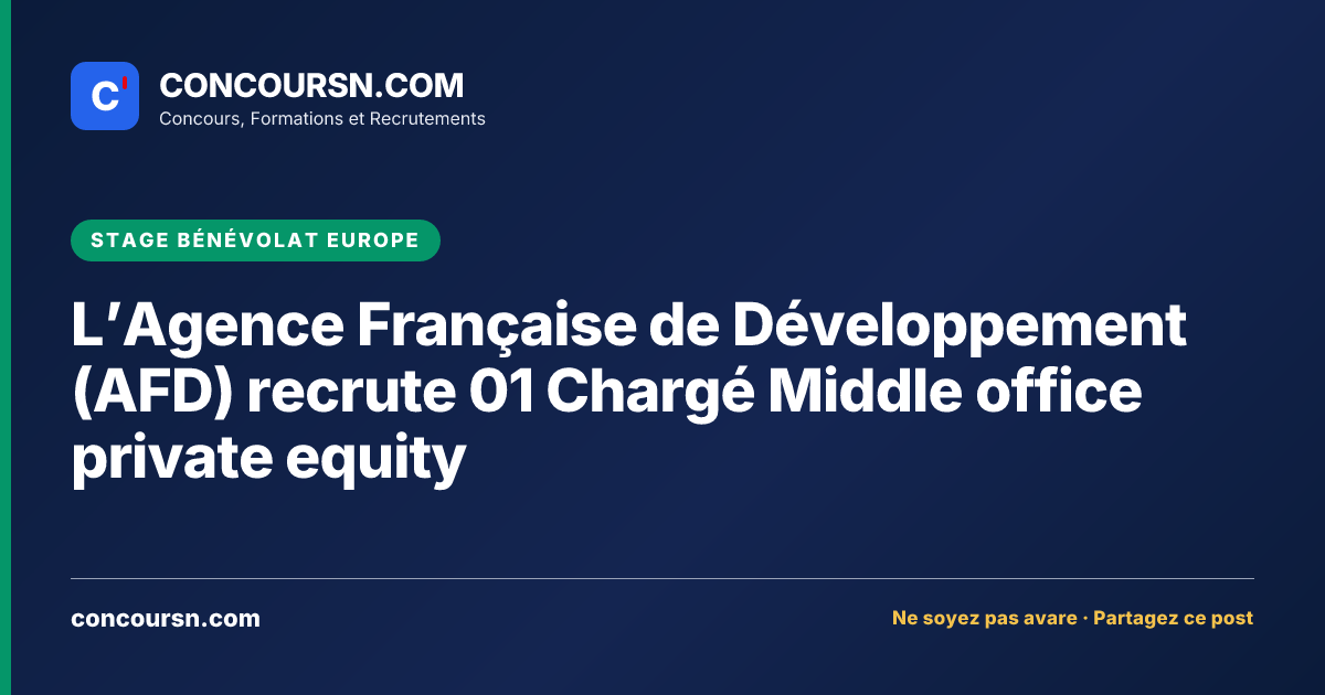 Illustration de l’article : L’Agence Française de Développement (AFD) recrute 01 Chargé Middle office private equity