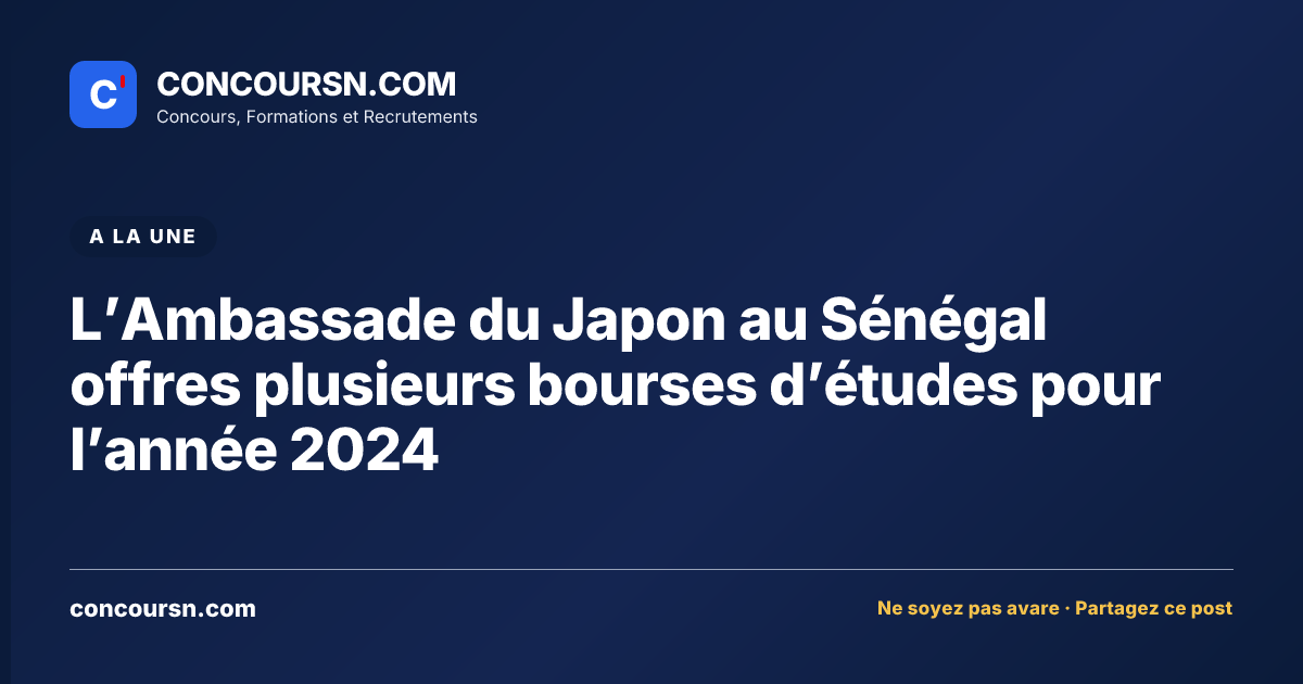 Illustration de l’article : L’Ambassade du Japon au Sénégal offres plusieurs bourses d’études pour l’année 2024