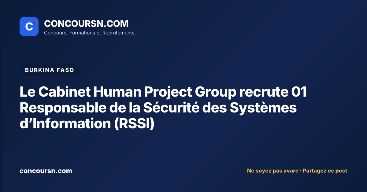 Illustration de l’article : Le Cabinet Human Project Group recrute 01 Responsable de la Sécurité des Systèmes d’Information (RSSI)