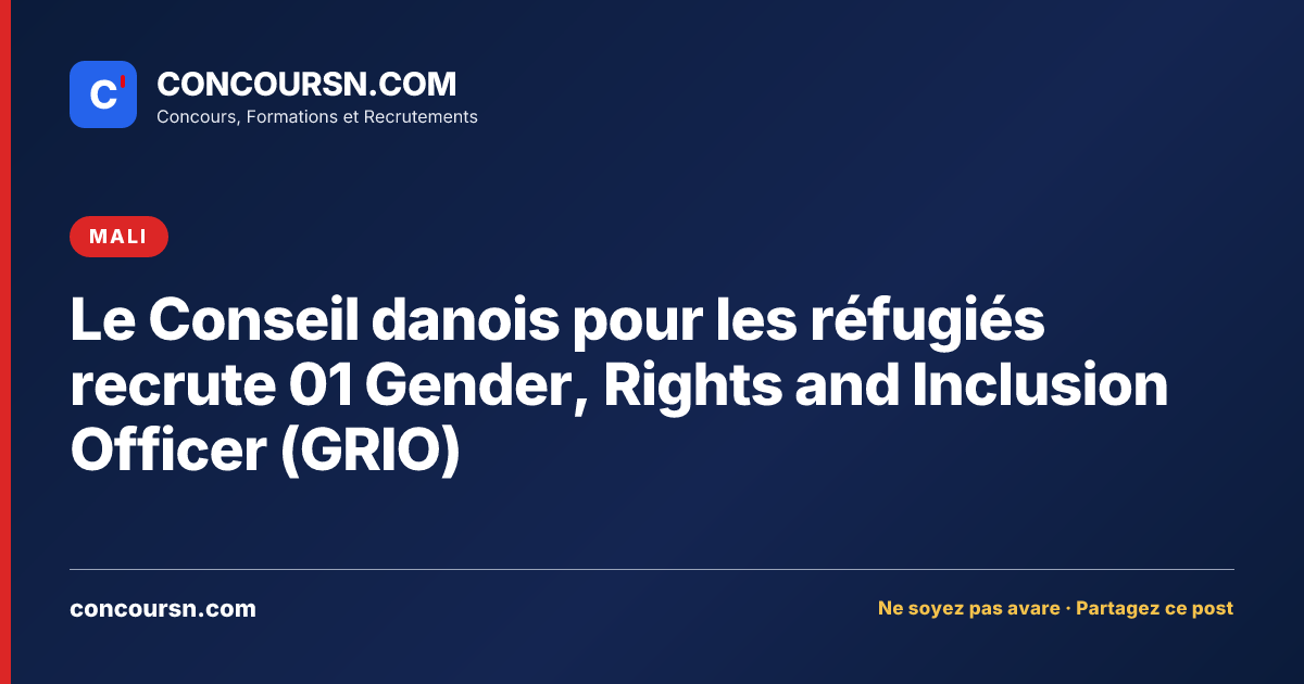 Illustration de l’article : Le Conseil danois pour les réfugiés recrute 01 Gender, Rights and Inclusion Officer (GRIO)