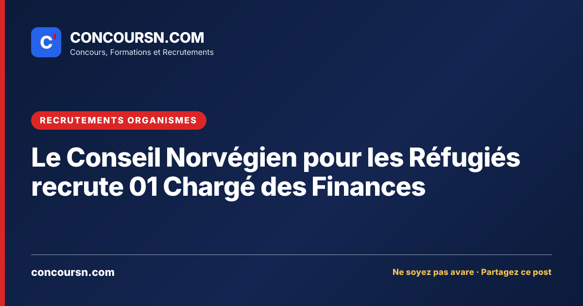 Illustration de l’article : Le Conseil Norvégien pour les Réfugiés recrute 01 Chargé des Finances
