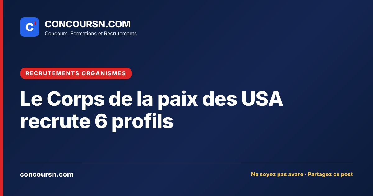 Illustration de l’article : Le Corps de la paix des USA recrute 6 profils