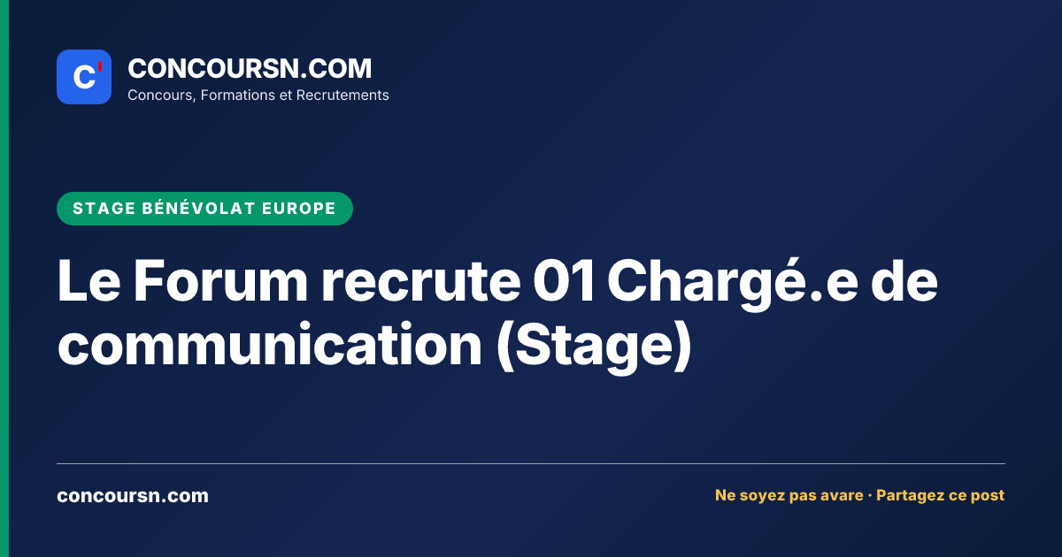 Illustration de l’article : Le Forum recrute 01 Chargé.e de communication (Stage)